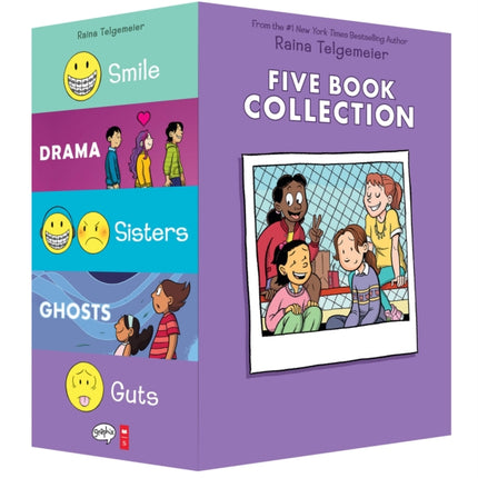 Raina Telgemeier Five Book Collection: Smile, Drama, Sisters, Ghosts, Guts