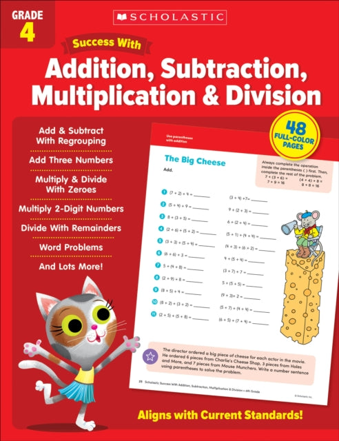 Scholastic Success with Addition Subtraction Multiplication  Division Grade 4 Workbook