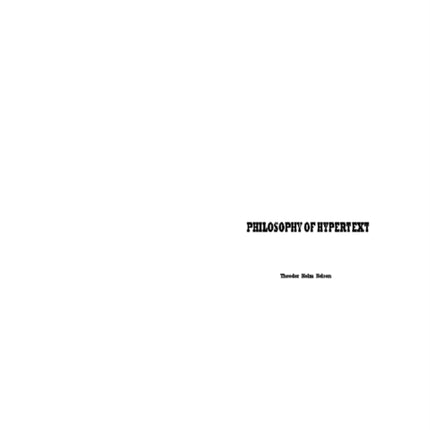 Philosophy of Hypertext