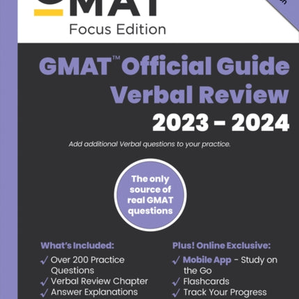 GMAT Official Guide Verbal Review 2023-2024, Focus Edition: Includes Book + Online Question Bank + Digital Flashcards + Mobile App