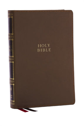 NKJV, Compact Center-Column Reference Bible, Brown Leathersoft, Red Letter, Comfort Print (Thumb Indexed)