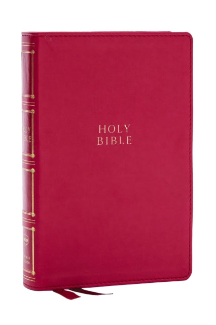 NKJV, Compact Center-Column Reference Bible, Dark Rose Leathersoft, Red Letter, Comfort Print