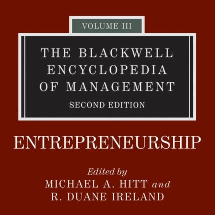 The Blackwell Encyclopedia of Management, Entrepreneurship