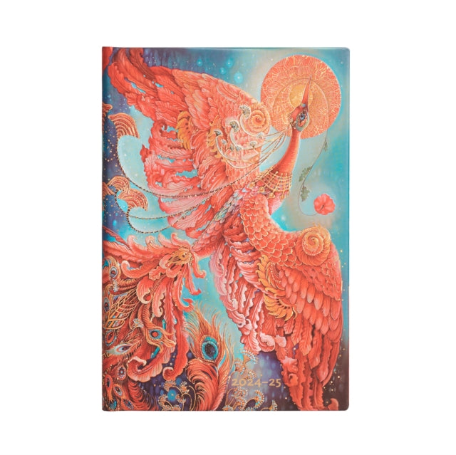 Paperblanks 20242025 Weekly Planner Firebird Birds of Happiness 18Month Mini Horizontal Elastic Band 208 Pg 80 GSM