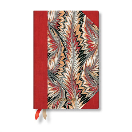 Rubedo Cockerell Marbled Paper Mini 12month Horizontal Hardback Dayplanner 2025 Elastic Band Closure