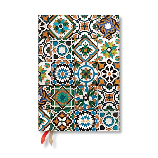 Porto Portuguese Tiles Midi 12month Dayatatime Hardback Dayplanner 2025 Elastic Band Closure