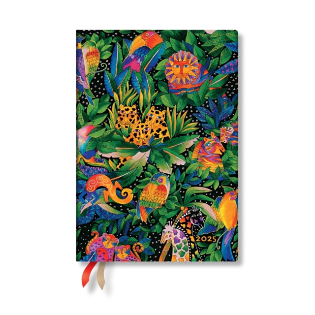 Jungle Song Whimsical Creations Midi 12month Vertical Hardback Dayplanner 2025 Elastic Band Closure