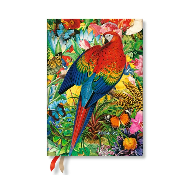 Tropical Garden Nature Montages Midi 12month Verso Hardback Dayplanner 2025 Elastic Band Closure