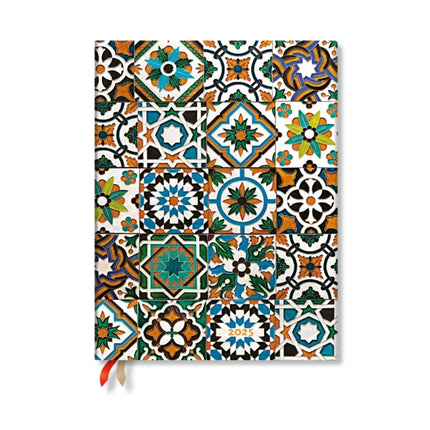 Porto Portuguese Tiles Ultra 12month Dayatatime Hardback Dayplanner 2025 Elastic Band Closure