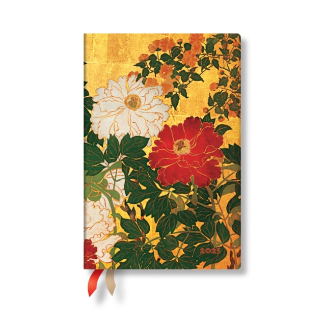 Natsu Rinpa Florals Mini 12month Horizontal Softcover Flexi Dayplanner 2025 Elastic Band Closure