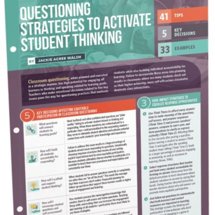 Questioning Strategies to Activate Student Thinking Quick Reference Guide