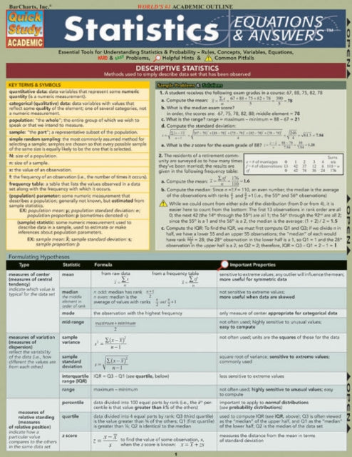 Statistics Equations & Answers