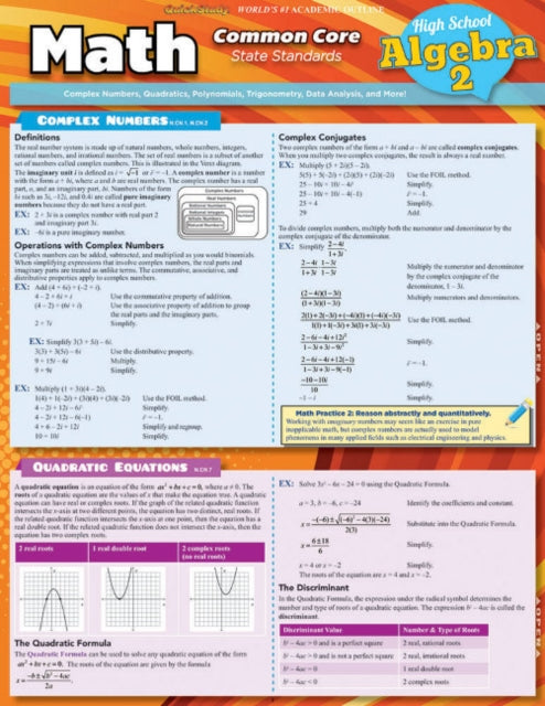 Math Common Core Algebra 2 - 11Th Grade