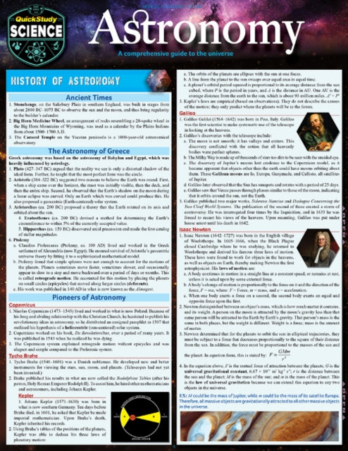 Astronomy: QuickStudy Laminated Reference Guide to Space, Our Solar System, Planets and the Stars