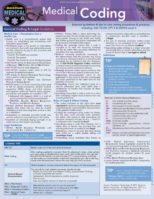 Medical Coding: a QuickStudy Laminated Reference Guide