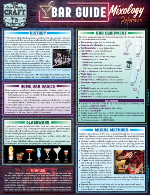 Bar Guide - a Mixology Reference: QuickStudy Laminated Guide