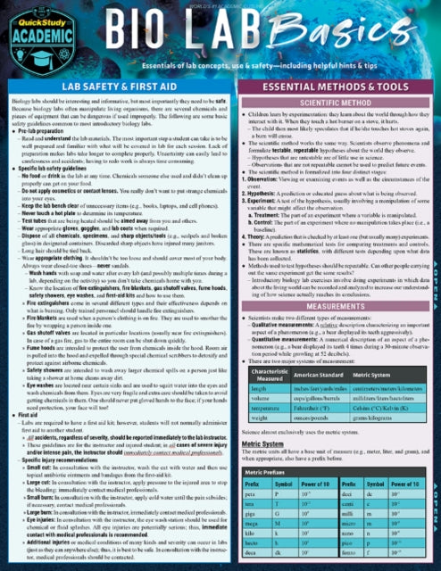 Bio Lab Basics: a QuickStudy Laminated Reference Guide