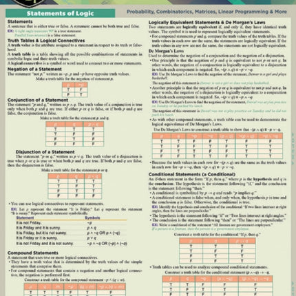 Finite Mathematics: a QuickStudy Laminated Reference Guide