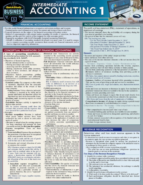 Intermediate Accounting 1: A Quickstudy Laminated Reference Guide