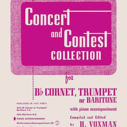 Concert and Contest Collection Piano Accompaniment  BB Cornet Trumpet or Baritone 294 Rubank Educational Library