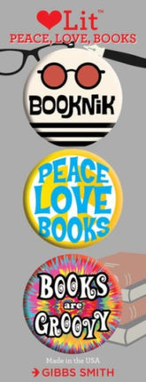 Peace, Love and Books 3 Badge Set