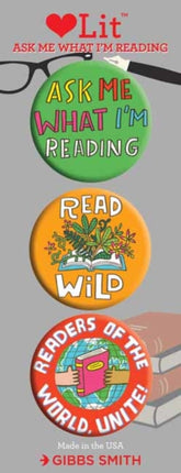 Ask Me What I'm Reading 3 Badge Set: LoveLit Button Assortment