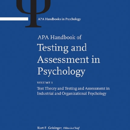 APA Handbook of Testing and Assessment in Psychology Apa Handbooks in Psychology