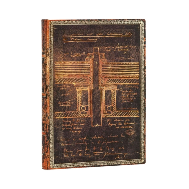 Tesla, Sketch of a Turbine (Embellished Manuscripts Collection) Midi Lined Softcover Flexi Journal