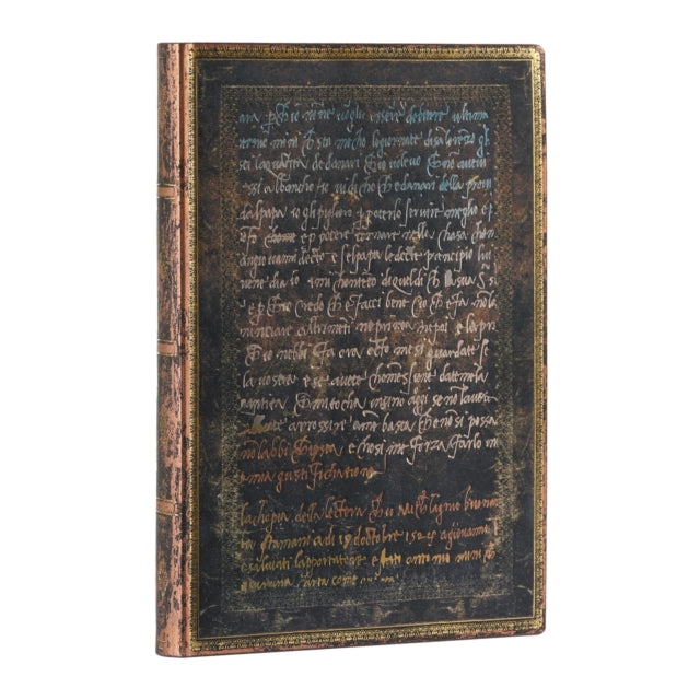 Michelangelo Handwriting Embellished Manuscripts Collection Midi Lined Softcover Flexi Journal Elastic Band Closure