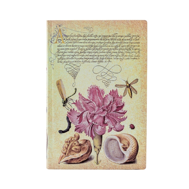 Pink Carnation Mira Botanica Mini Lined Softcover Flexi Journal Elastic Band Closure