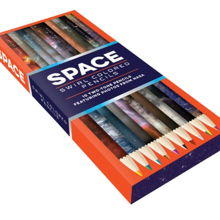 Space Swirl Colored Pencils: 10 two-tone pencils featuring photos from NASA