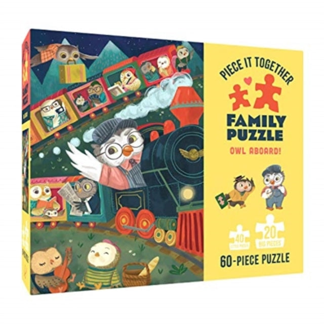 Chronicle Books Piece It Together Family Puzzle Owl Aboard  60 Piece Jigsaw Puzzle  Two Piece Sizes for Toddlers and Family