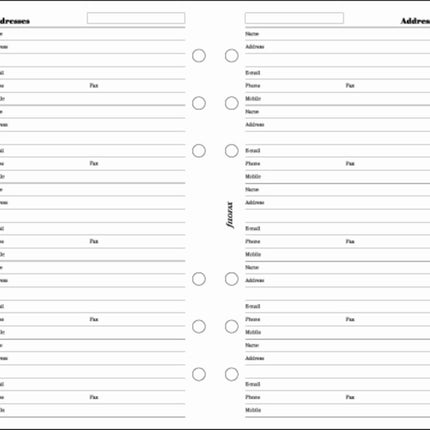 FILOFAX PERSONAL NAME ADDRESS NUMBERS RE