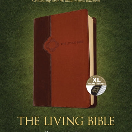 Living Bible Large Print Edition Brown/Tan, Indexed