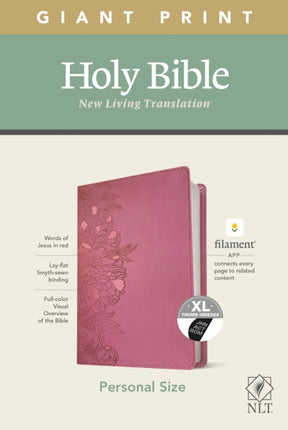 NLT Personal Size Giant Print Bible, Filament Edition, Pink