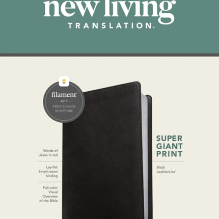 NLT Super Giant Print Bible, Filament Edition, Black