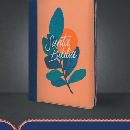 Santa Biblia Rvr60, Edicion Ziper Con Referencias, Letra Grande (Sentipiel, Coral/Azul, Indice, Letra Roja)