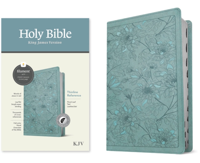 KJV Thinline Reference Bible, Filament Edition, Floral Teal