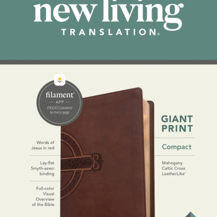 NLT Compact Giant Print Bible, Filament Edition, Mahogany