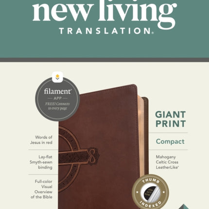 NLT Compact Giant Print Bible, Filament Edition, Mahogany