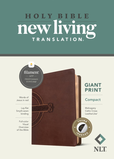 NLT Compact Giant Print Bible, Filament Edition, Mahogany