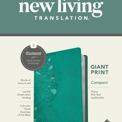 NLT Compact Giant Print Bible, Filament Edition, Teal