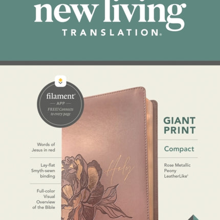 NLT Compact Giant Print Bible, Filament Edition, Rose