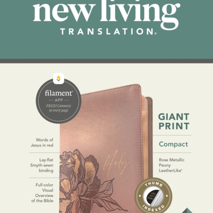 NLT Compact Giant Print Bible, Filament Edition, Rose