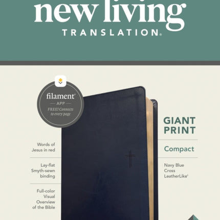 NLT Compact Giant Print Bible, Filament Edition, Navy