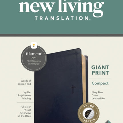 NLT Compact Giant Print Bible, Filament Edition, Navy