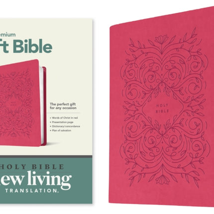 NLT Premium Gift Bible, Red Letter, LeatherLike, Very Berry