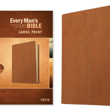 NIV Every Man's Bible, Large Print, Cross Saddle Tan