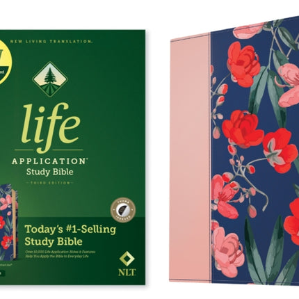 NLT Life Application Study Bible Third Edition Leatherlike Pink Evening Bloom Indexed Red Letter