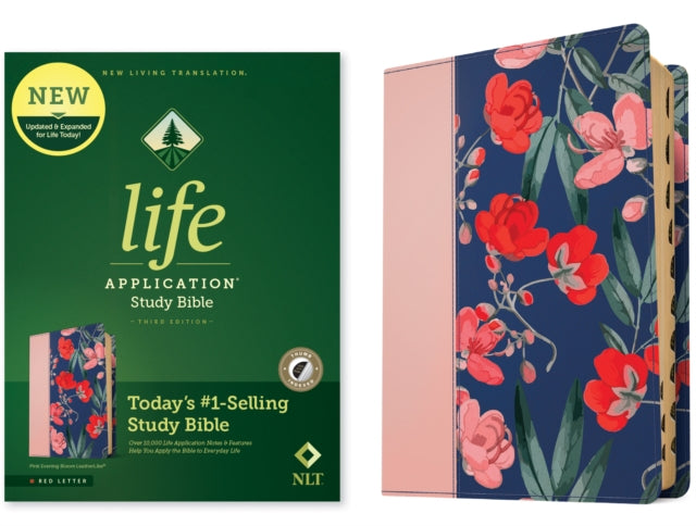 NLT Life Application Study Bible Third Edition Leatherlike Pink Evening Bloom Indexed Red Letter